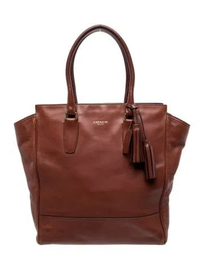 Pre-owned Coach Leather Top Handle Bag In Brown