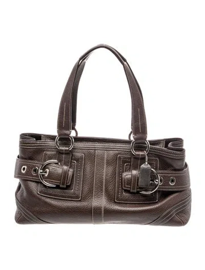 Pre-owned Coach Leather Top Handle Bag In Brown