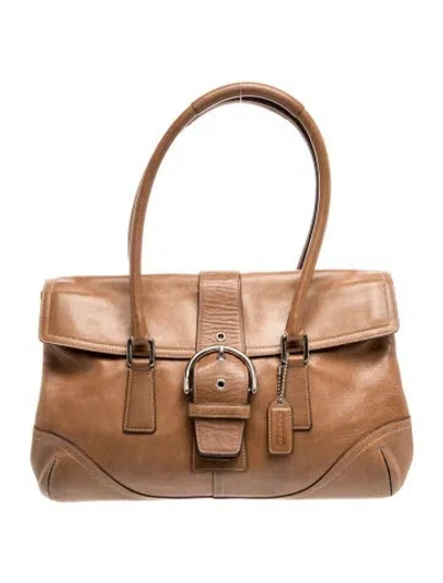 Pre-owned Coach Leather Top Handle Bag In Brown