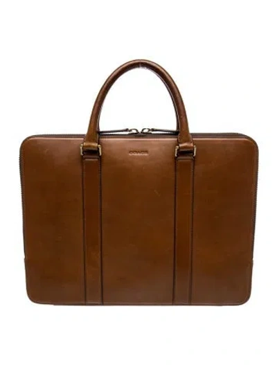 Pre-owned Coach Leather Top Handle Bag In Brown