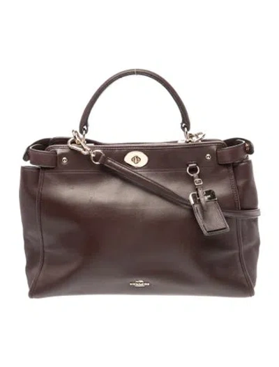 Pre-owned Coach Leather Top Handle Bag In Brown