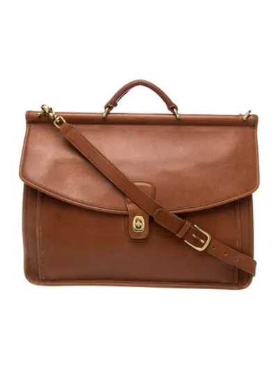 Pre-owned Coach Leather Top Handle Bag In Brown