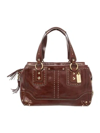 Pre-owned Coach Leather Top Handle Bag In Brown