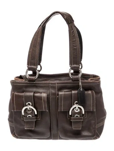 Pre-owned Coach Leather Top Handle Bag In Brown