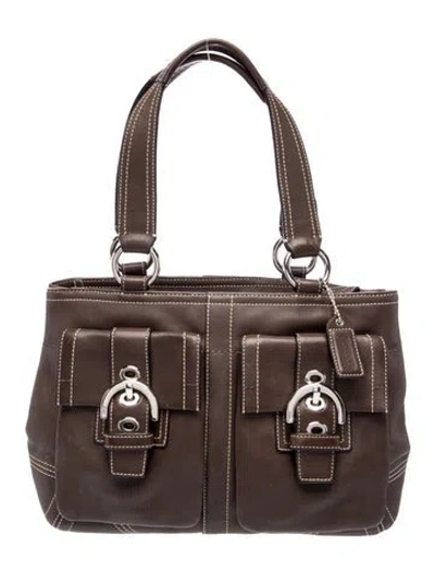 Pre-owned Coach Leather Top Handle Bag In Brown