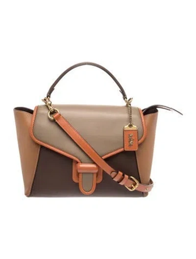 Pre-owned Coach Leather Top Handle Bag In Brown