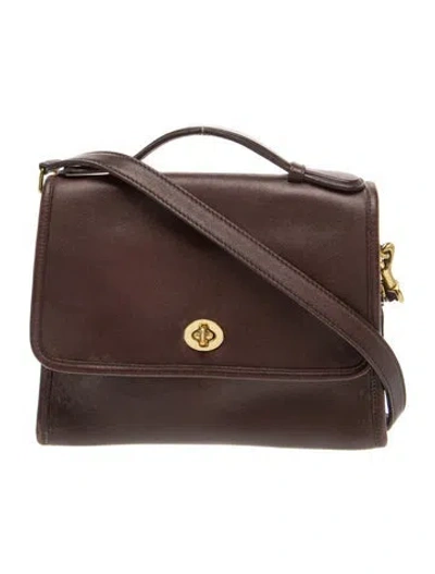 Pre-owned Coach Leather Top Handle Bag In Brown
