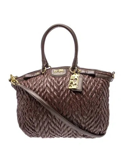 Pre-owned Coach Leather Top Handle Bag In Brown