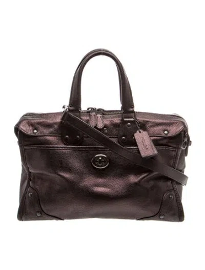Pre-owned Coach Leather Top Handle Bag In Brown