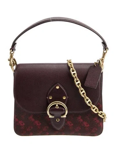 Pre-owned Coach Leather Top Handle Bag In Burgundy