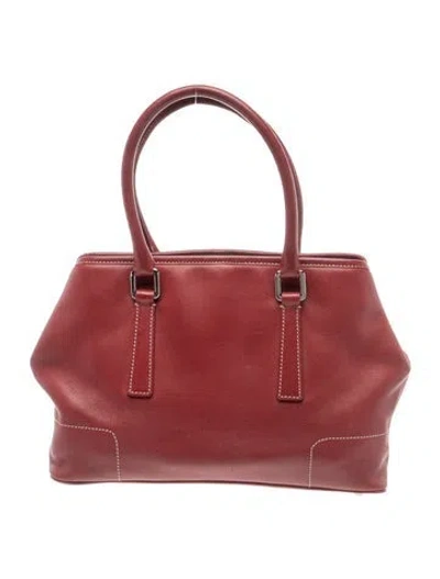 Pre-owned Coach Leather Top Handle Bag In Burgundy