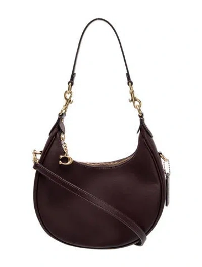 Pre-owned Coach Leather Top Handle Bag In Burgundy