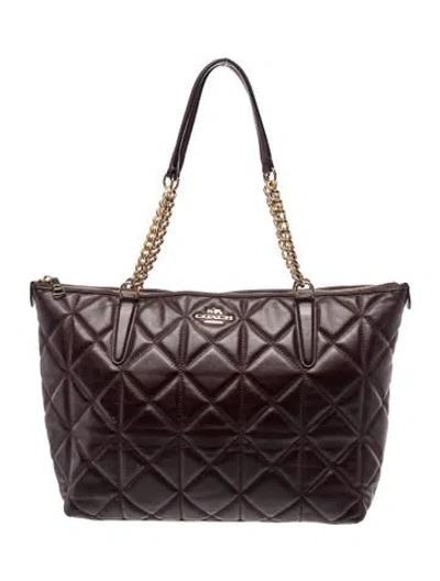 Pre-owned Coach Leather Top Handle Bag In Burgundy