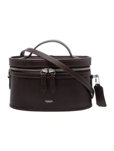 Pre-owned Coach Leather Top Handle Bag In Burgundy