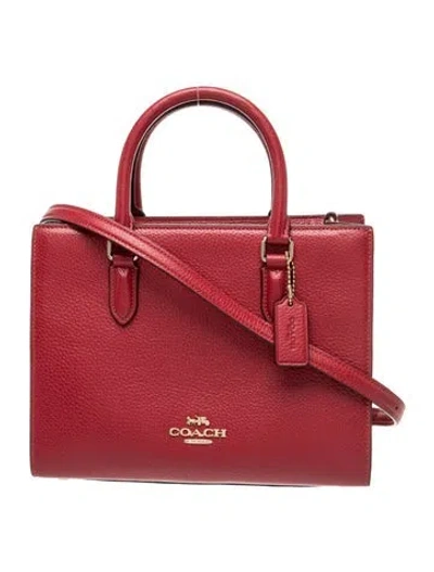 Pre-owned Coach Leather Top Handle Bag In Burgundy