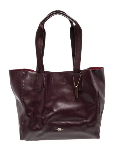 Pre-owned Coach Leather Top Handle Bag In Burgundy