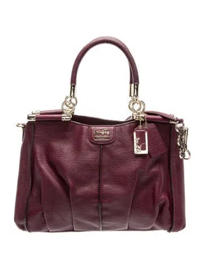 Pre-owned Coach Leather Top Handle Bag In Burgundy