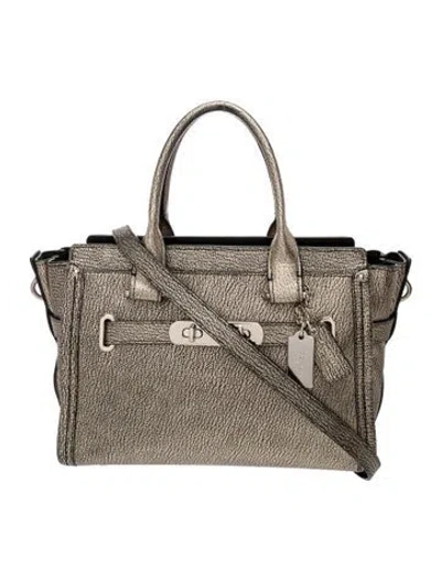 Pre-owned Coach Leather Top Handle Bag In Gold