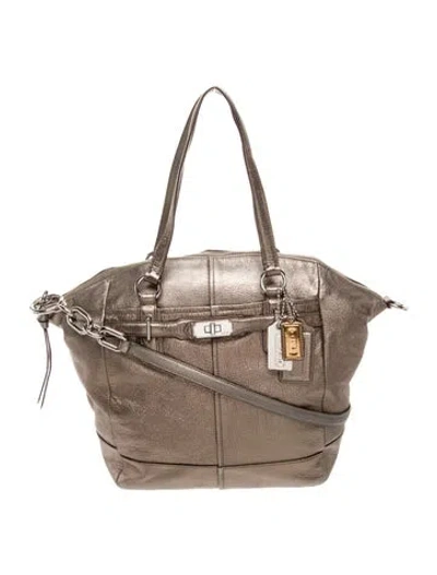 Pre-owned Coach Leather Top Handle Bag In Gold