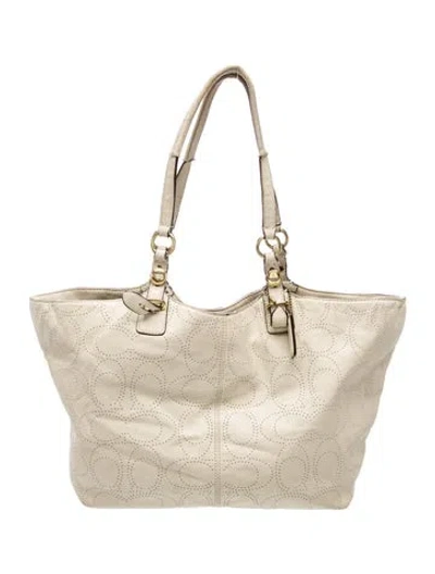 Pre-owned Coach Leather Top Handle Bag In Gold