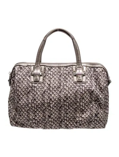 Pre-owned Coach Leather Top Handle Bag In Gray
