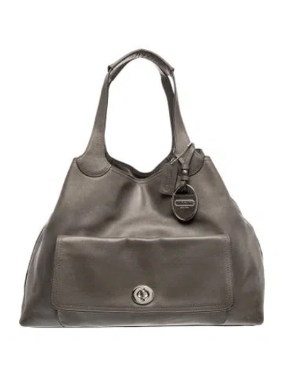 Pre-owned Coach Leather Top Handle Bag In Gray