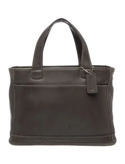 Pre-owned Coach Leather Top Handle Bag In Gray