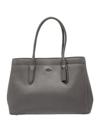 Pre-owned Coach Leather Top Handle Bag In Gray