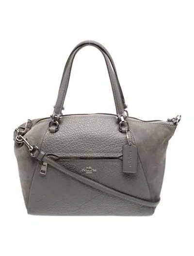 Pre-owned Coach Leather Top Handle Bag In Gray