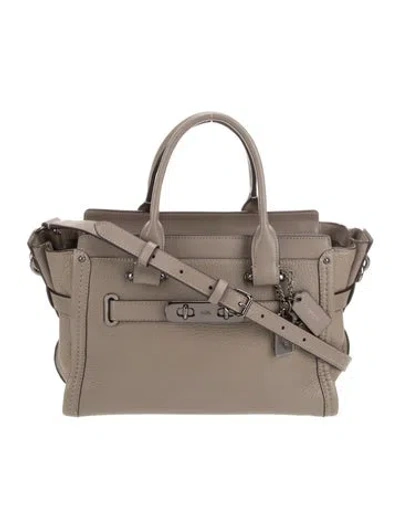 Pre-owned Coach Leather Top Handle Bag In Gray