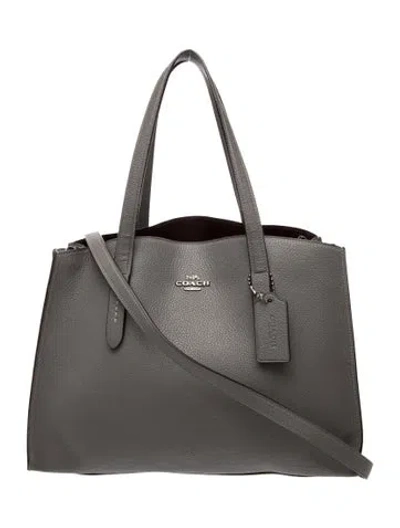Pre-owned Coach Leather Top Handle Bag In Gray