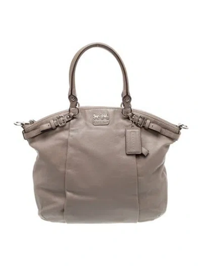 Pre-owned Coach Leather Top Handle Bag In Gray