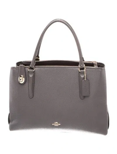 Pre-owned Coach Leather Top Handle Bag In Gray