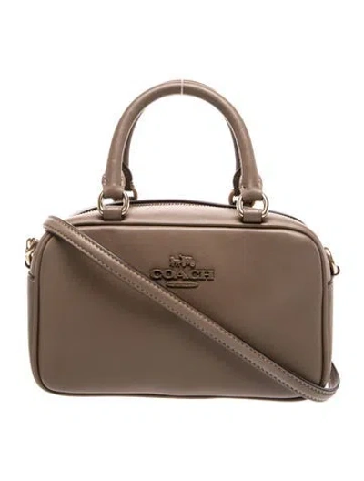 Pre-owned Coach Leather Top Handle Bag In Gray
