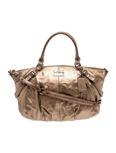 Pre-owned Coach Leather Top Handle Bag In Gray