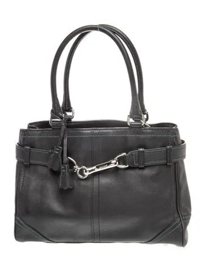 Pre-owned Coach Leather Top Handle Bag In Gray