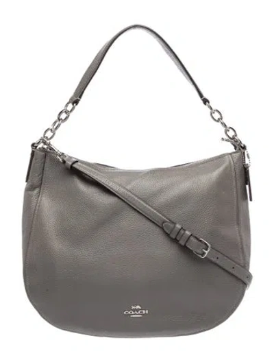 Pre-owned Coach Leather Top Handle Bag In Gray