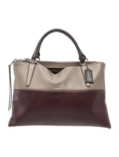Pre-owned Coach Leather Top Handle Bag In Gray