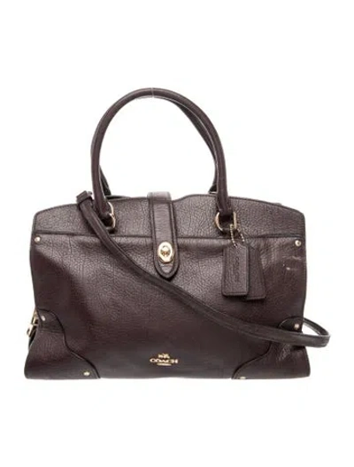 Pre-owned Coach Leather Top Handle Bag In Gray