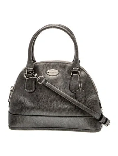 Pre-owned Coach Leather Top Handle Bag In Gray