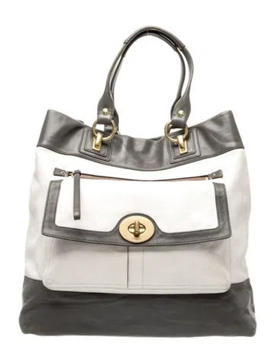 Pre-owned Coach Leather Top Handle Bag In Gray