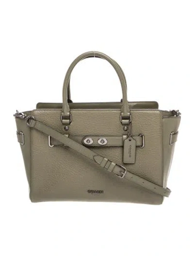 Pre-owned Coach Leather Top Handle Bag In Gray