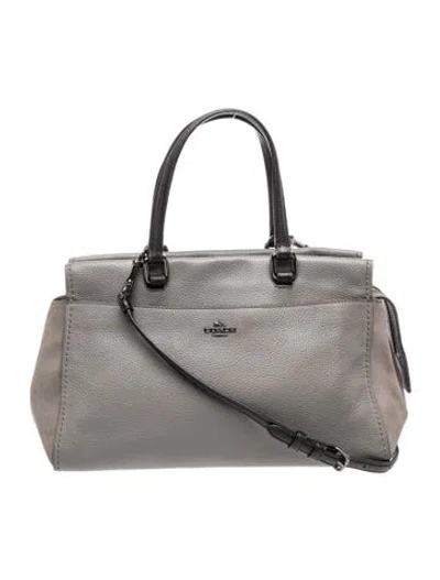 Pre-owned Coach Leather Top Handle Bag In Gray