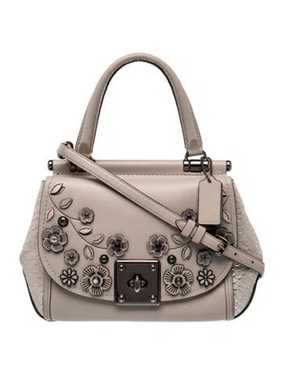 Pre-owned Coach Leather Top Handle Bag In Gray