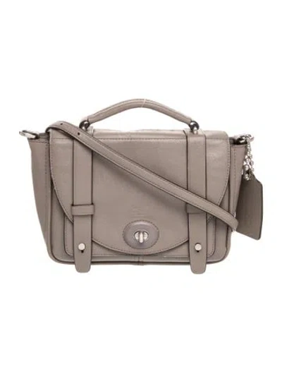 Pre-owned Coach Leather Top Handle Bag In Gray