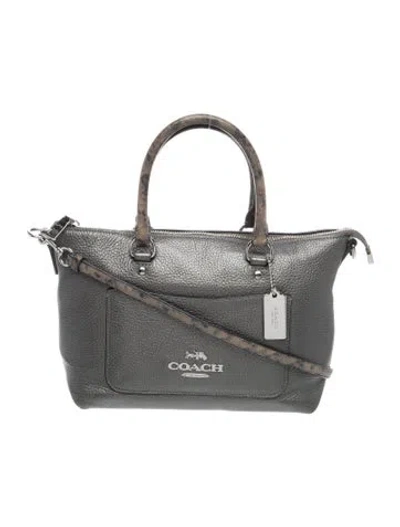 Pre-owned Coach Leather Top Handle Bag In Gray