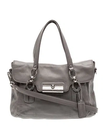 Pre-owned Coach Leather Top Handle Bag In Gray