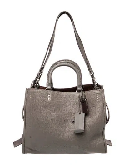 Pre-owned Coach Leather Top Handle Bag In Gray
