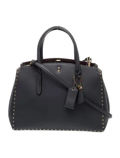 Pre-owned Coach Leather Top Handle Bag In Gray