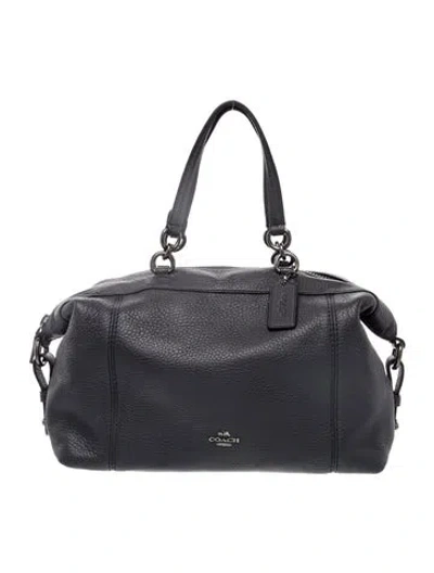 Pre-owned Coach Leather Top Handle Bag In Gray